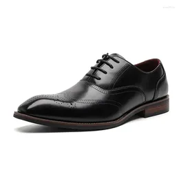 Dress Shoes Luxury Genuine Leather Men British Vintage Carving Wingtips Brogues For Formal