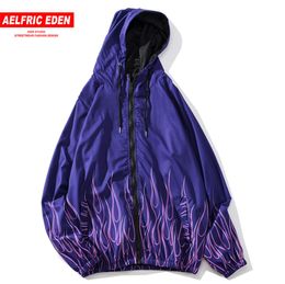 Aelfric Eden Flame Printed Hooded Jacket Coat Autumn Fashion Harajuku Streetwear Oversized Male Coats Casual Cotton Outwear Tops L3021161