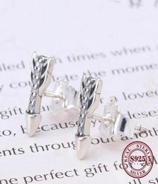 Stud Real 925 Sterling Silver Earring Shining Arrow Of Love Simple Earrings For Women Wedding Gift Fashion Jewelry4095495