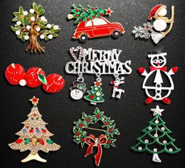 Web celebrity Tik Tok Web celebrity Tik Tok 9 Pieces Christmas Brooch Pin Set Rhinestone Crystal Snowman Bells Trees Jewellery Pins5210794