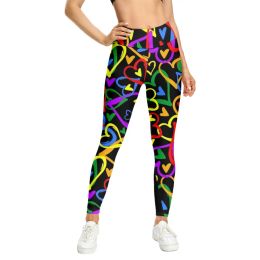 Leggings Colorful Love Pattern New Female Pants High Waist 3D Printed Legging Workout Tight Slim Elastic Leggings For Women Custom 4XL