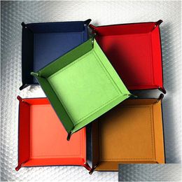 Party Favour Foldable Storage Box Pu Leather Square Tray For Dice Table Games Key Wallet Coin Desktop Drop Delivery Dhr53