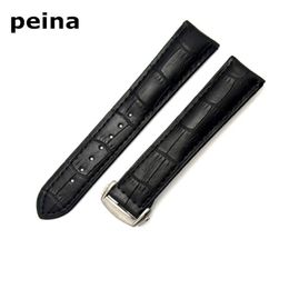 20mm New High quality Black And Brown Genuine Leather Watch Bands strap With Stainless Steel Clasp For Omega Watch301Y