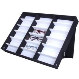 18 Grids Glasses Storage Display Case Box Eyeglass Sunglasses Optical Display Organiser Frames Tray258G