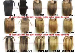 16quot32quot Ribbon Ponytail Horsetail 60g140g Clips inon 100 Brazilian Remy Human hair Extension Natural Straight7480460