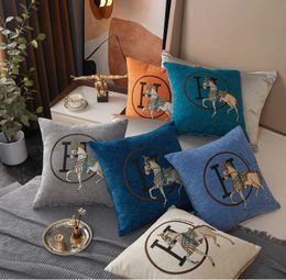 New Cushion/Decorative Pillow Living Room Sofa Decorative Case Embroidered Horse Cushion Cover Bedroom Bedside Square Throw Pillowcase 2023