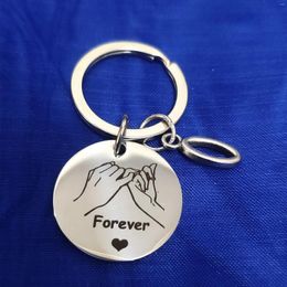 Keychains Carabiner For Keys Hand In Forever Couple Gift Metal Round Pendant DIY Matching Ornaments Creativity A-Z 26 Letters Keyring