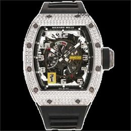 Mechanical Watch Chronograph Richardmill Luxury Wristwatches Mens Watches Richardmill Mens Series RM030 18k Platinum Original Diamond Automatic Mechan QFEF