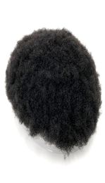 100 Human Hair Afro Mono Toupee Black Men Kinky Curly Wig016564575