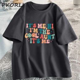 T-shirt It's Me Hi I'm The Cool Aunt It's Me Tshirts Women Clothes Cool Aunt Club Tshirt Casual Cotton Short Sleeve Graphic Tee Shirt