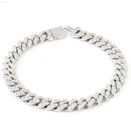 Fine Jewelry 8mm Round Sharp Design Hip Hop 925 Silver D-vvs1 Moissanite Diamond Cuban Link Bracelet for Men Women