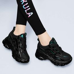 Height Increase Dad Inner Sports 2024 Spring Black Casual Versatile Womens Single Shoes 93577