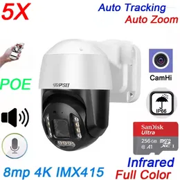 Auto Tracking Cruise CamHi H.265 8MP 4K IMX415 Infrared 256G 5X Zoom Audio Rotate AI Alarm POE PTZ IP Security Camera