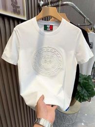 Vasaki VIP Summer New Mens Youth Embroidered Tiger Head Sequin Short sleeved T-shirt Round Neck Trendy