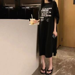 Dress WYWMY Summer Women TShirt Dress Harajuku Letter Printed Short Sleeve Casual Long Dress Femme Loose Oversize T Shirt Dress