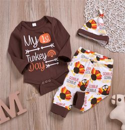 Newborn Girl039s Clothing Suits Baby Infant Children039s Thanksgiving New Turkey Printed Cotton Long Sleeve Romper Pants 2388013