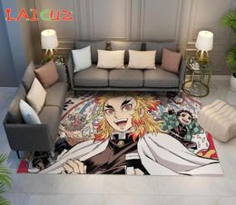 Carpets Rengoku Kyoujurou Printed Carpet Japan Anime Large Area Anti-Slip Rugs For Home Living Room Bedroom Decor Kids Mats8227655