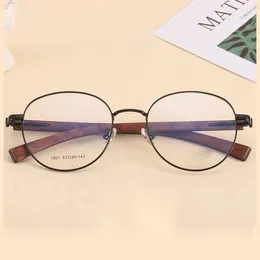 Sunglasses Frames Fashion Retro Round Spectacle Frame Ultra Light Alloy Wooden Optical Prescription Glasses Eyewear Man Women's Eyeglass