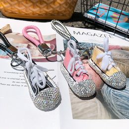 New Creative Sparkling Canvas Shoes Keychain Mini Coloured Small Shoes Car Bags Hanging Accessories Fashion Trend Accessories Factory Wholesale and Stock