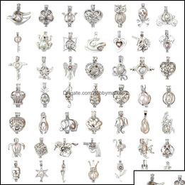 Jewellery Settings Jewellery Settings Pearl Necklace 50 Styles Sliver Plated Beads Locket Cages 3X2.5Mm Diy Bracelets Charm Pendants Drop Dhim2