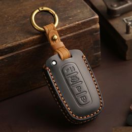 Car Key Crazy Horse Leather Car Key Er Case For Hyundai Ix35 Elantra Sonata 8 9 Kia Sportage K5 K2 Sorento Optima Drop Delivery Automo Dhmsf