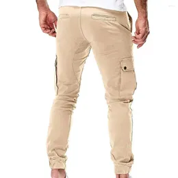 Men's Pants Men Work Trousers Versatile Cargo With Multiple Pockets Elastic Waistband Ankle Length Design For Comfort Style