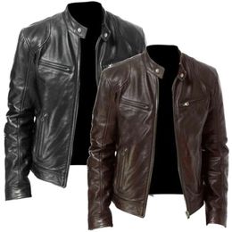 Spring Casual Motorcycle Mens PU Jacket Biker Leather Coats Windbreaker Leather Jacket Men Leather Jackets Slim Clothing 240228