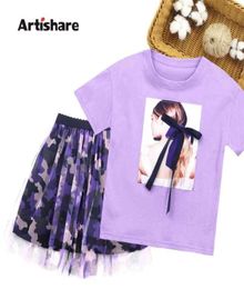 Teen Girls Clothing Cartoon T SHIRT Skirt Summer Casual Clothes Floral Kid For 6 8 10 12 14 2108043127603