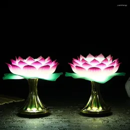 Candle Holders 2PCS Battery Powered Creative Acrylic Small Lotus Guanyin Simulated Candlestick Home Offering God Of Wealth Decoracion