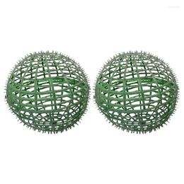 Decorative Flowers Wreaths 2Pcs Artificial Plant Topiary Ball Cage Plastic Faux Grass Frame Drop Delivery Home Garden Festive Part Dhc7K