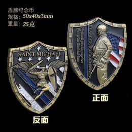 Arts and Crafts Alien Shield Commemorative Coin Military Coin Commemorative Medal Knight Fencing Equipment Military Coin Challenge Coin T240306