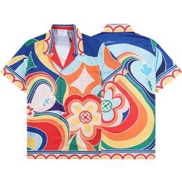 Designer mens Hawaiian short sleeved shirt fashionable printed button rolling ball Floral casual shirt, men's summer shirt M-3XL