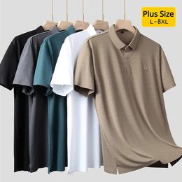Extra Size XL8XLSummer Lapel Short Sleeve Polo Shirt Casual Mens Loose Plus Golf Smart CasualBreathable Fabric 240226