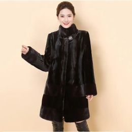 Fur Women 2023 Winter Faux fur Coat Long Natural Black Fur Mink Coats And Jacket Female Warm Soft Vintage Clothes 6XL T92