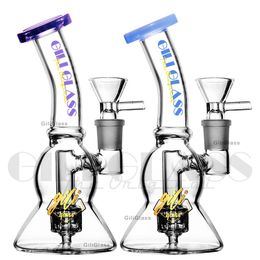 5.5 inches mini dab rig Delicate double layer Tyre Hookah Perclator Glass Water Bong with quartz nail recycler pipe Oil Rigs Smoking Pipes