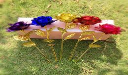 2020 Creative Christmas Valentine039s Day 24K Gold Leaf Rose Artificial Flowers Fashion Colourful Festive Gifts Valentine039s5900718