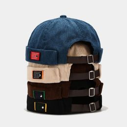 Beanie Skull Caps Brand Vintage Beanie Hats Men Women Spring Autumn Landlord Hat Streetwear Hip Hop Brimless Corduroy Docker Cap W196M