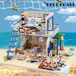 Architecture/DIY House Miniature Doll House Model Wooden Furniture Building Blocks Toys Birthday Gifts BLUE COAST Diy Puzzle Toy M032