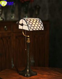 FUMAT Table Lamp Vintage Stained Glass Shade Bedroom Bedside Light LED Bank Beads Living Room Art Home Deco Desk Light1754245