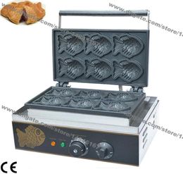Commercial Use Nonstick 110v 220v Electric 6pcs Japanese Taiyaki Fish Waffle Maker Iron Baker Machine Mold Plate4969429