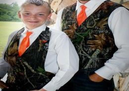 Camo Boy039s Formal Wear Camouflage Vests Vest Orange Tie For Wedding Party Kids Boy Formal Custom Made Popular Fath7999410