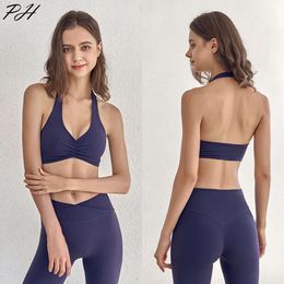 Lu Align Tanks Outfit Camisoles Sexy Halter Sports Bra Nude Feeling Fitness Soft Elastic Gym Yoga Top Workout Clothes Pushup Corset Women Padded Activewear Jogger Gr