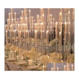 Party Decoration 4Pcs Acrylic Crystal Candelabra Wedding Centrepieces Clear Candle Holder Ceremony Event Party Decoration Drop Deliver Dh6Q7