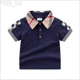 T-shirts Baby clothing Turn-Down Collar T-shirts Summer Kids Short Sleeve T-shirt Gentleman Style Children Cotton Casual Tees Shirts Child 240306