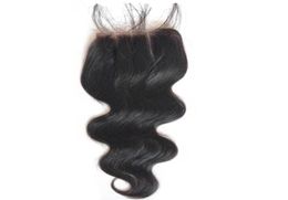 Peruvian Indian Malaysian Brazilian Virgin Hair Top Closure 44 Body Wave Straight Human Hair Lace Closure89637849226796