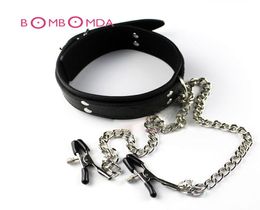 Slave Collar Nipple Clamps Leather Necklace Adult Games Sex Products For Woman Bdsm Bondage Erotic Sex Toys For Couples Y1810248411611