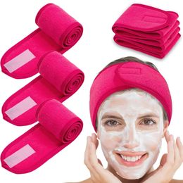 4 Packs Spa Headband Head Wrap Terry Cloth Adjustable Bandanas Shower Hairband Stretch Towel for Bath Make Up Yoga Sport 240226