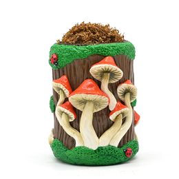 1pc,4.5in,Handmade Kneading Polymer Clay Tobacco Canister With Cartoon Mushroom,Borosilicate Glass Smoking Ashtray,Hand Drawn Pen Holder With Snail,Glass Vase