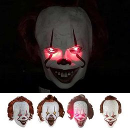 Designer Masks Horror Clown Mask Head Cover LED Light Up Adjustable Halloween Face Shield Cosplay Halloween GrimaceCarnival Party Props