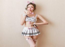 2021 Sexy Women Tops Skirt Set Erotic Cosplay Cat Uniforms Porno Japanese Naughty Lingerie Babydoll Party Costumes281p6135263